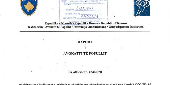 Avokati i Popullit publikoi raportin me rekomandime në lidhje me vlerësimin e realizimit të të drejtave shëndetësore...