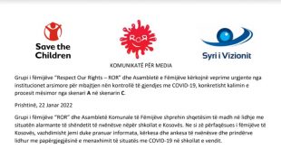 Grupi i fëmijëve “Respect Our Rights – ROR” dhe Asambletë e Fëmijëve kërkojnë veprime urgjente nga institucionet arsimore...