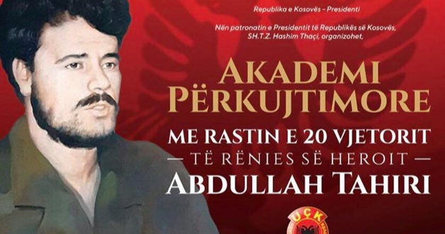 Me 24 maj 2019 mbahet Akademi përkujtimore në 20 vjetorin e rënies së heroit të kombit, Abdullah Tahiri