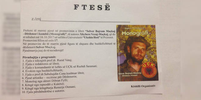 Në Universitetin e Prizrenit "Ukshin Hoti", përurohet Monografia, “Selver Maçkaj Dëshmor i kombit”, i autores, Xhyhere Vezaj
